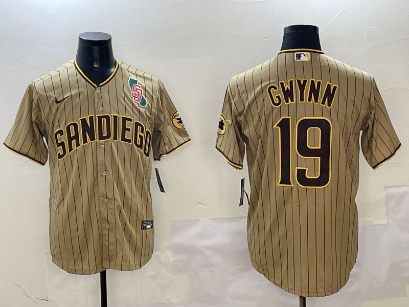 Men San Diego Padres #19 Gwynn Brown Stripe Game 2025 Nike MLB Jersey style 2->san diego padres->MLB Jersey